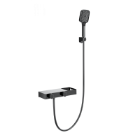 Смеситель для ванны с душем и термостатом WONZON & WOGHAND Shelf, Темный графит (WW-B2551-BGG)