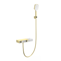 Смеситель для ванны с душем и термостатом WONZON & WOGHAND Shelf, Брашированное золото (WW-B2551-BG)