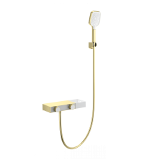 Смеситель для ванны с душем и термостатом WONZON & WOGHAND Shelf, Брашированное золото (WW-B2551-BG)