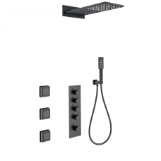 Душевая система с термостатом встраиваемая WONZON & WOGHAND, Черный матовый (WW-D4100-MB)