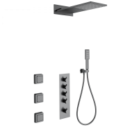 Душевая система с термостатом встраиваемая WONZON & WOGHAND, Темный графит (WW-D4100-BGG)