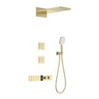 Душевая система с термостатом встраиваемая WONZON & WOGHAND, Брашированное золото (WW-D4538-A-BG)