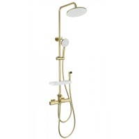 Душевая система с гигиеническим душем и термостатом WONZON & WOGHAND Plate, Брашированное золото (WW-C3017-A1-BG)