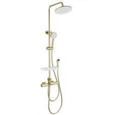 Душевая система с гигиеническим душем и термостатом WONZON & WOGHAND Plate, Брашированное золото (WW-C3017-A1-BG)
