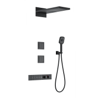 Душевая система с термостатом встраиваемая WONZON & WOGHAND, Черный матовый (WW-D4538-A-MB)