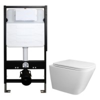 АКЦИЯ!!!  Сет: Инсталляция для подвесного унитаза AZARIO FORTE 3/6л.+ подвесной унитаз Azario Teramo, безободковый, смыв "Скрытое Торнадо", сиденье микролифт (AZ-100-100F+AZ-0052-UQ3)