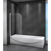 Шторка для ванны Cezares Relax V1 80/140 C Bi прозрачное стекло, профиль белый