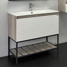 Тумба с раковиной Comforty Страсбург 90 дуб дымчатый (Quadro 90)