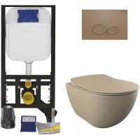 Унитаз с инсталляцией Creavit Free FE320-11CP00E-0000+GR5003+GP2002.06 капучино матовый