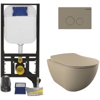 Унитаз с инсталляцией Creavit Free FE320-11CP00E-0000+GR5003+GP9002.06 капучино матовый