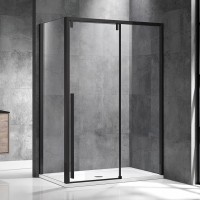 Душевой уголок Vincea Lugano VSR-1L9013CLB-1 черный, стекло прозрачное