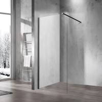 Душевая перегородка Vincea Walk-In VSW-1H800CLB матовый черный, стекло прозрачное