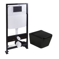 Унитаз с инсталляцией SantiLine SL-5004MB + SL-04 матовый