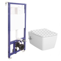 Унитаз Vitra Metropole Rim-Ex 7672B003-1684 без сиденья с инсталляцией Berges Novum