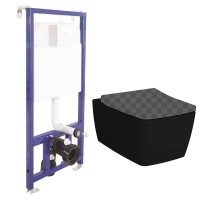 Унитаз Vitra Metropole 7672B083-0101 без сиденья с инсталляцией Berges Novum